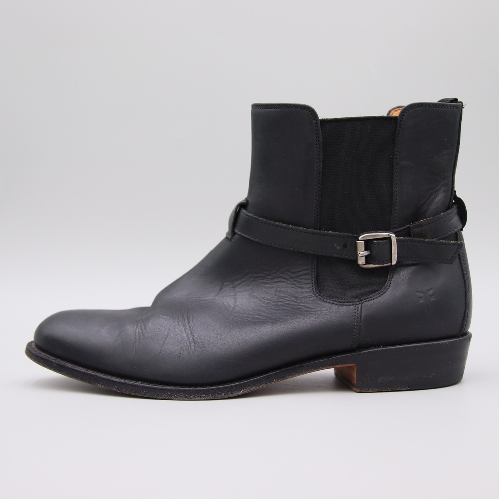 Frye Leather Chelsea Boots Size 10M Black Leather Buckle Strap Ankle Booties - Picture 5 of 9
